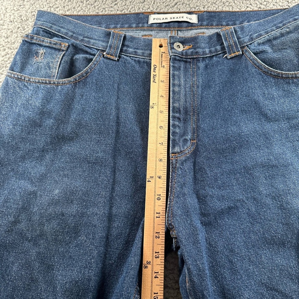 Polar Skate Co Jeans Mens 36x34 Baggy Leg Relaxed Fit Blue Distressed Skater - Picture 7 of 16